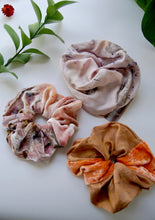 Load image into Gallery viewer, Botanically Dyed Patchwork Silk Scrunchies