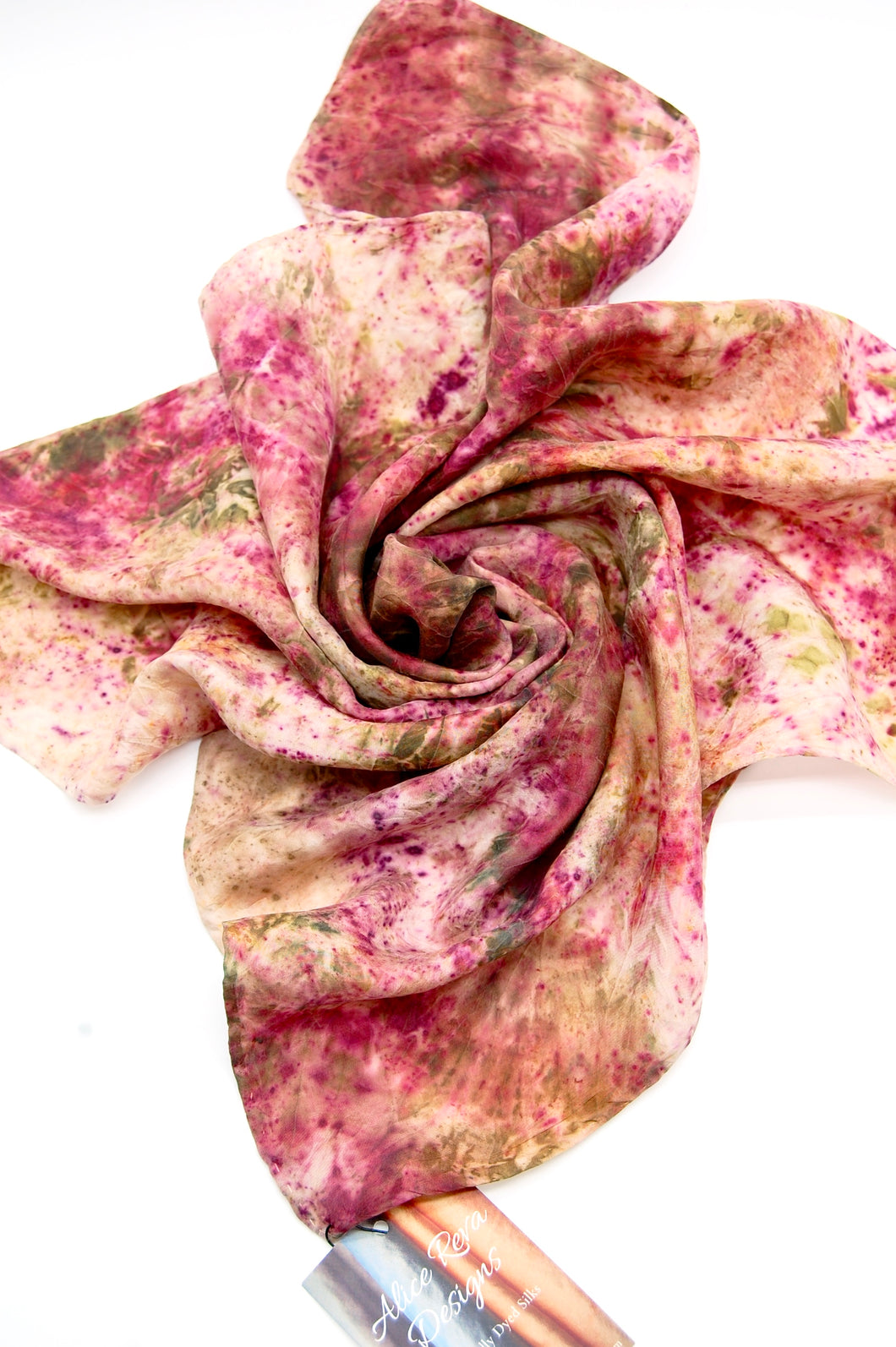 Botanically Dyed Silk Bandana  - Habotai Silk