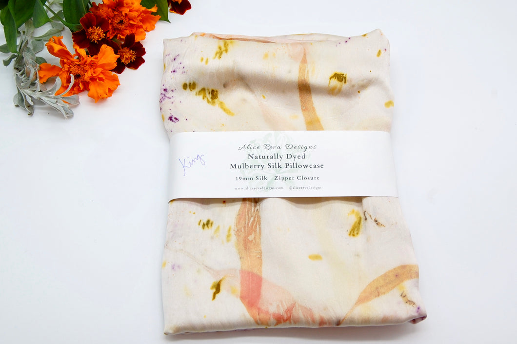 KING SIZE Botanically Dyed Mulberry Silk Pillowcase