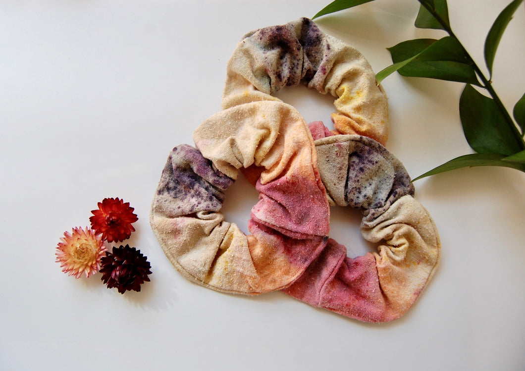 Botanically Dyed Raw Silk Scunchies